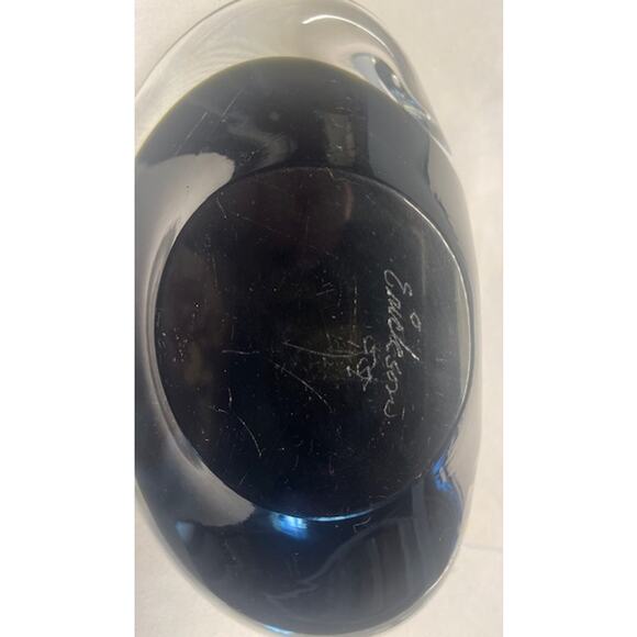 Signed C. Erickson 1955 Abstract Black Art Glass MCM Biomorphic Bowl - Picture 2 of 2